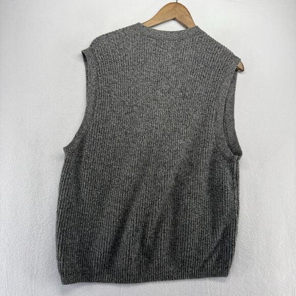 Vintage Eddie Bauer Cardigan Sweater Vest Men's Large Gray Button Ribbed 90s - Picture 8 of 8